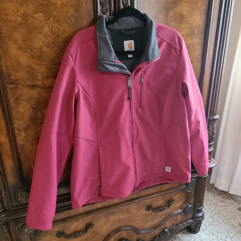 Carhartt Denwood Soft Shell Raspberry Pink Front Zip Jacket